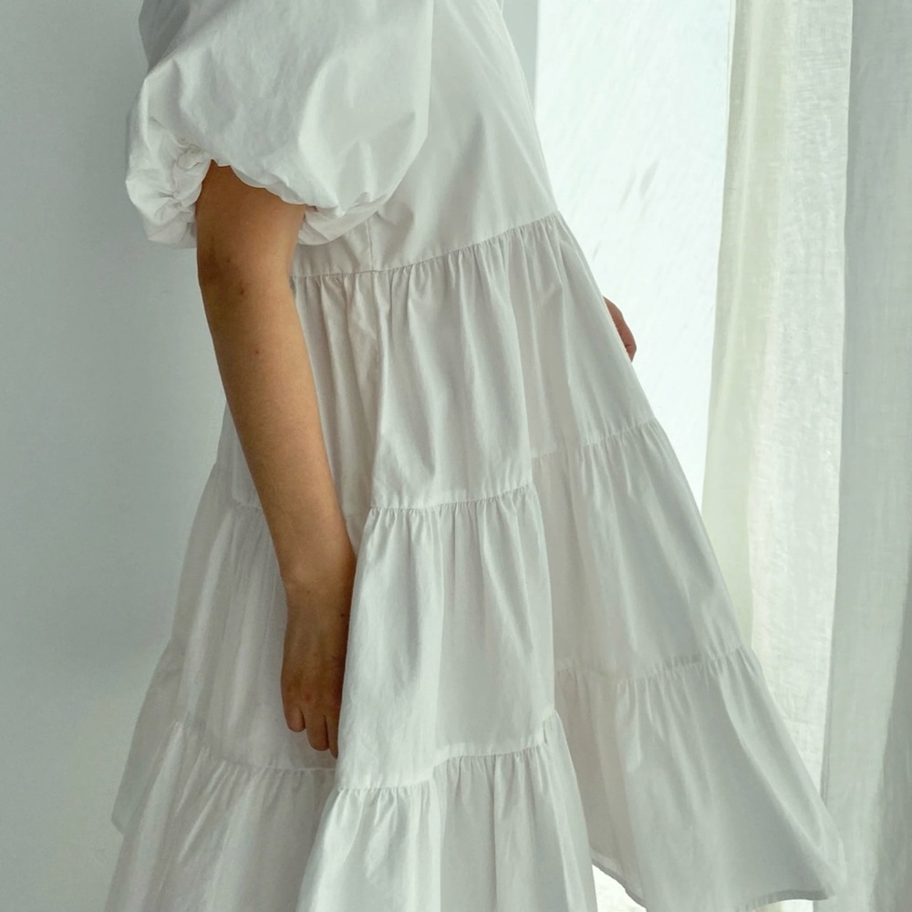 OAK + FORT White Puff Sleeve Dress - Picture 2 of 6